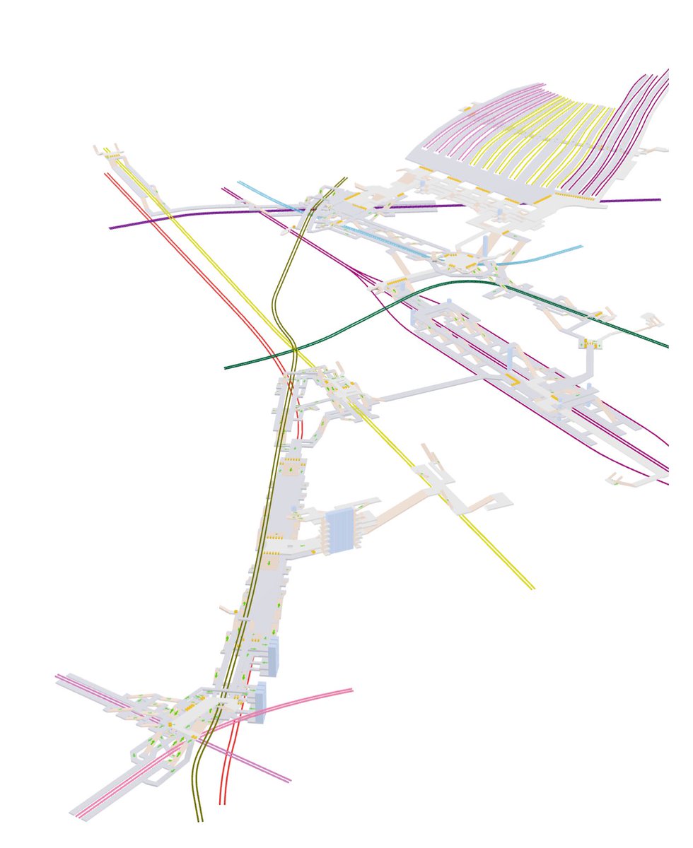 Max36355068's tweet photo. @the_transit_guy Châtelet Les Halles, in Paris. To give you an idea of its magnitude, Line 4 stops twice *inside*. 
The Auber/Havre — Caumartin/Haussmann — Saint Lazare/Gare Saint-Lazare/Opéra/Saint-Augustin complex is also a runner up. 
https://t.co/cU56QHKzpl https://t.co/XpLzE1RKQ9