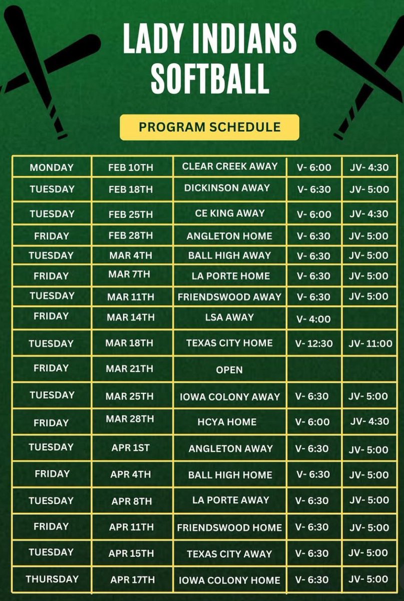 b_madelyne's tweet photo. Varsity 🥎 Spring Schedule #Classof2025 https://t.co/qd9kTNYqcc