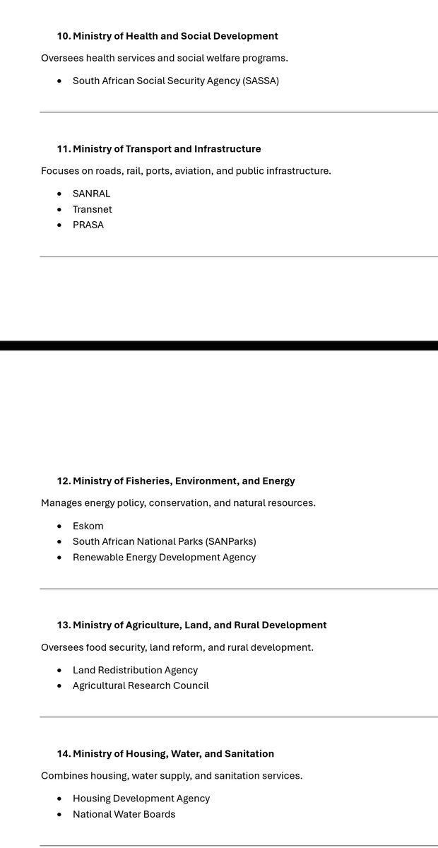 ActionSA_2026's tweet image. Proposed Cabinet of South Africa
After studying the Cabinets of USA, UK, Germany, Japan, Botswana, and Namibia, I created this cabinet.
The current bloated cabinet will be reduced as follows:
1. From 32 ministers to 16
2. From 43 Deputy Ministers to 0
3. From 36 government…