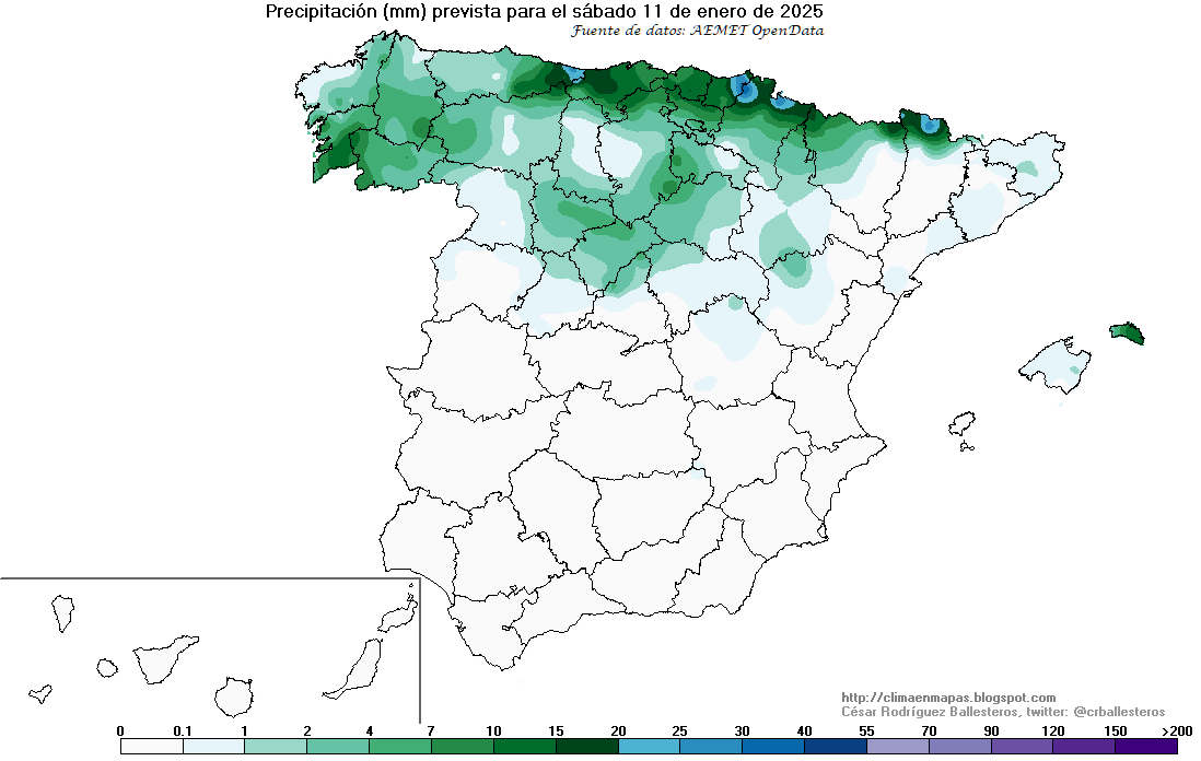 crballesteros's tweet photo. #ClimaEnMapas. Precipitación prevista para hoy y mañana, elaborada con la predicción horaria por municipios de #AemetOpenData
Más información en: https://t.co/Ybb01g4abA https://t.co/ZZMI87aeZP
