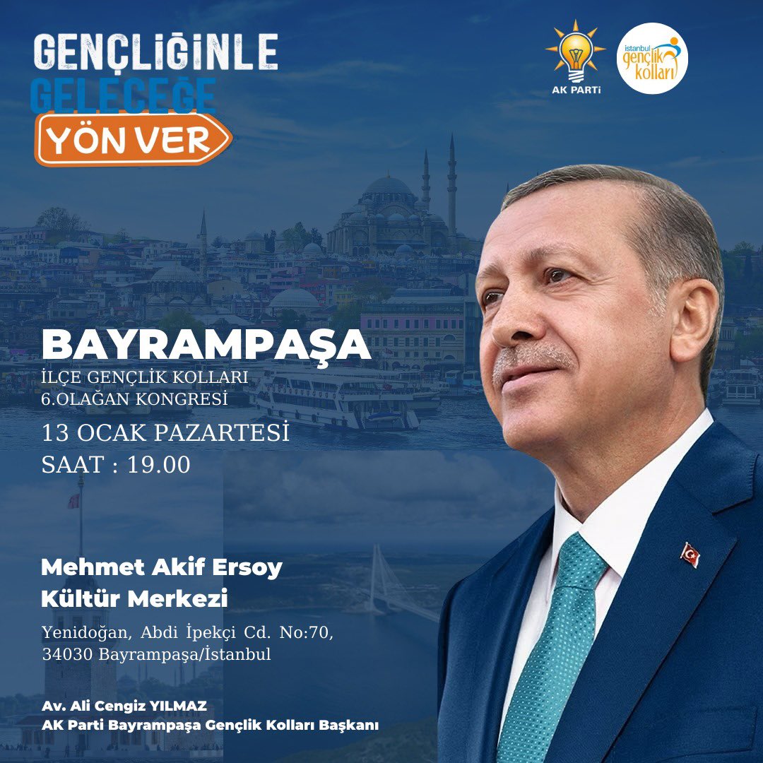 KONGREMİZE DAVETLİSİNİZ !

AK Gençlik olarak, enerjimizle, heyecanımızla ve hedeflerimizle yeni bir dönemin kapılarını aralıyor ve 6. Olağan İlçe Gençlik Kolları Kongremize tüm gençlerimizi davet ediyoruz.

📅 13 Ocak 2025
🕖 19.00
📍 Mehmet Akif Ersoy Kültür Merkezi