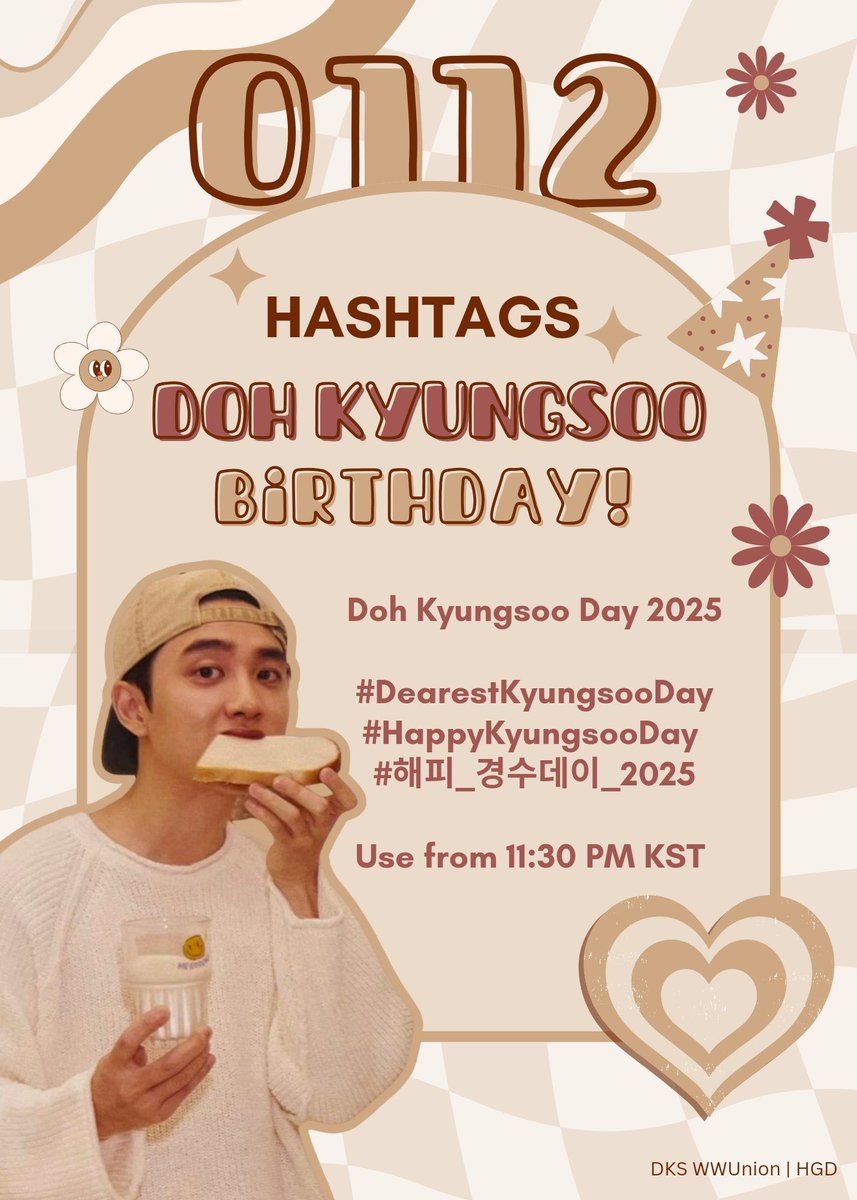in_ksoomissedit's tweet photo. 📣 Hashtag Announcement 📣 

#️⃣ DearestKyungsooDay
#️⃣ HappyKyungsooDay 
#️⃣ 해피_경수데이_2025

It’s Kyungsoo day soon! Let’s get ready to celebrate Kyungsoo’s birthday.
Hashtags roll out at 11:30 tonight 🥰

#엑소디오 #DO (D.O.) #Kyungsoo @companysoosoo_ https://t.co/WS2rq0Qbni