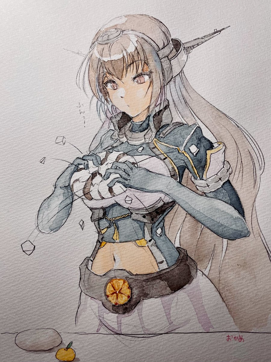 長門(艦これ) 「今日は鏡開きです。ウチの鎮守府の担当は長門さん。一撃です 」|おかめのイラスト