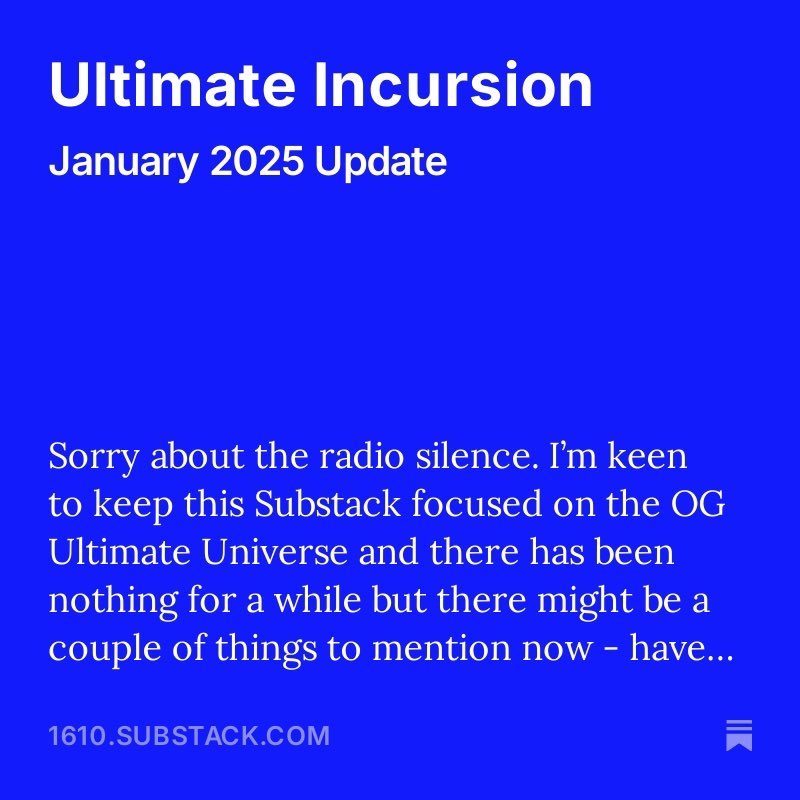 Ultimate Incursion, FCBD, Miles Morales and Jimmy Hudson.

New post over on 1610.substack.com/p/ultimate-inc…

#ultimateuniverse #ultimatespiderman #ultimatemarvel
