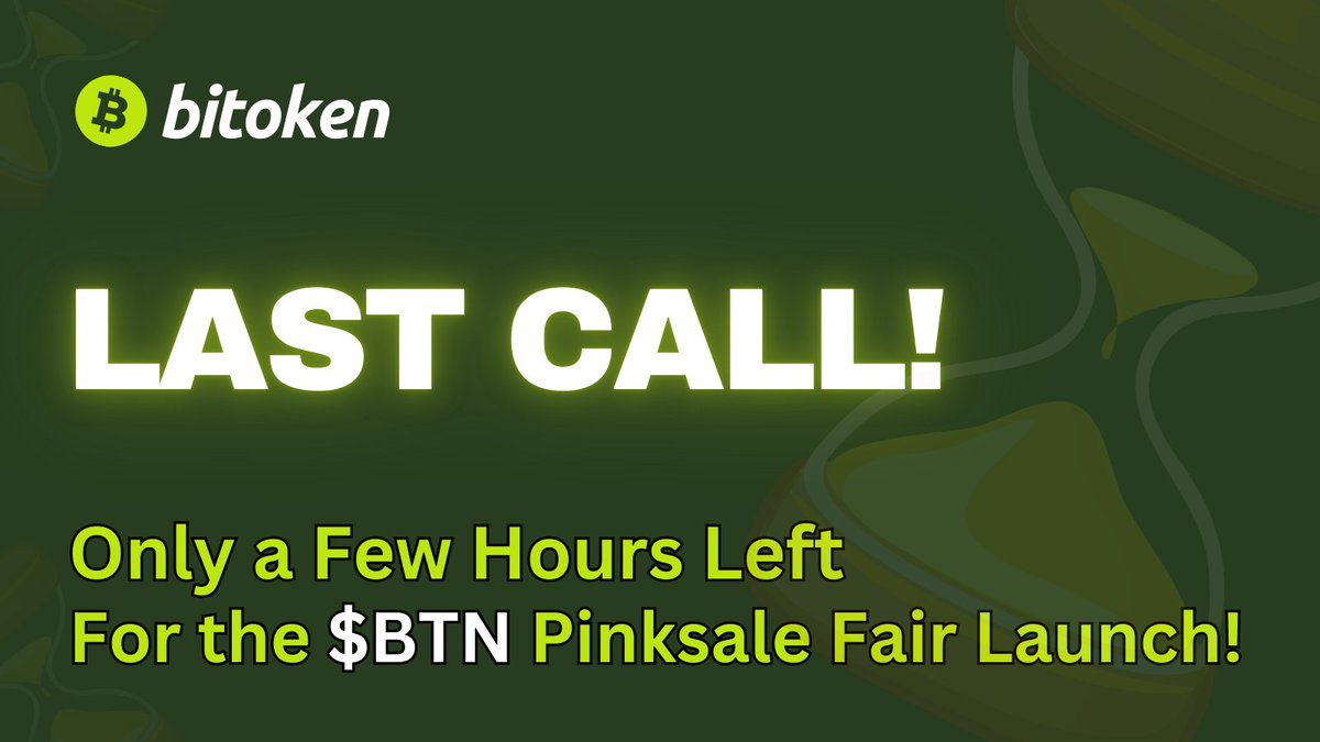 ⏲️Only a few hours left for the #Bitoken Pinksale fair launch! Buy $BTN at the lowest price during the #Pinksale fair launch offer. Don't miss this once-in-a-lifetime #opportunity! pinksale.finance/solana/launchp…