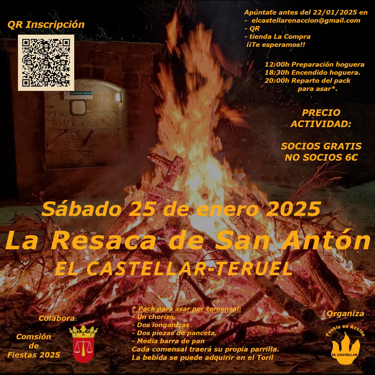 el_castellar's tweet photo. ⬆️📣Ya está aquí la V Resaca de San Antón 
Apúntate antes del 22/01/25 a través: QR, email o listado de la tienda La Compra.
Indicar si hay socios. 
Socios gratis, el resto 6€ por comensal
La Comisión de Fiestas nos facilitará las bebidas a precio populares 👏🏼👏🏼.
Os esperamos!! https://t.co/NXAzojgTWa