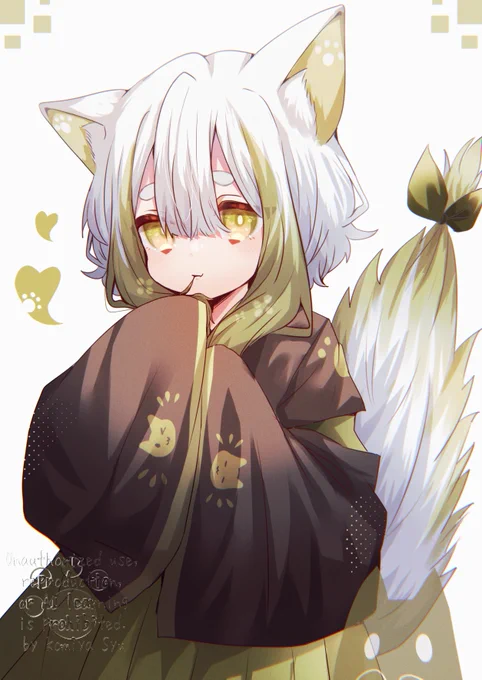 抹茶色もふもふ猫耳 