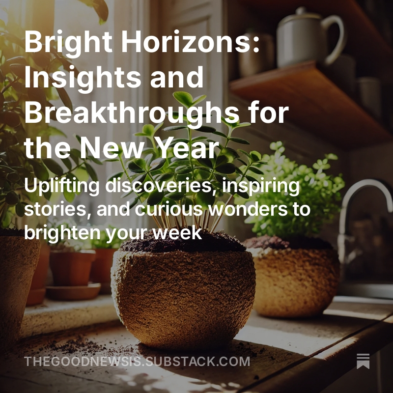Uplifting discoveries, inspiring stories, and curious wonders to brighten your week thegoodnewsis.substack.com