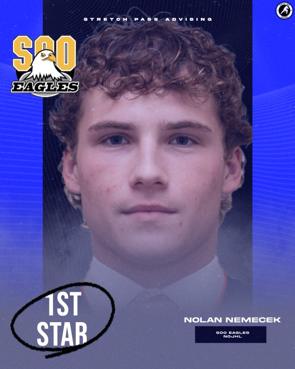 SPAdvising's tweet photo. 🔥 Continuing his hot start in the Soo, #TeamSPA forward @NolanNemecek picks up a goal and assist along with the game's First Star for @thesooeagles in last night's victory! Way to go, Nolan! #SPAFamily https://t.co/MAph7uavkg