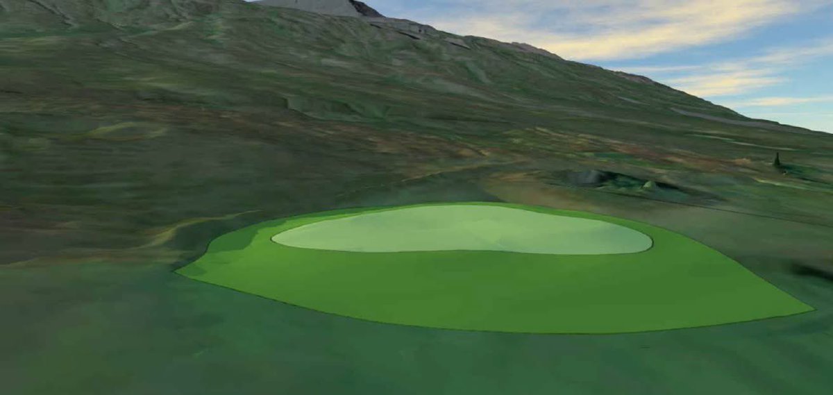 Often, a designer must resist the urge to overdecorate or crowd a golf hole with artificial hazards. Here is a green redesign for a 9-holer in Dalvík, North Iceland. Set in the frame of a dyke from 1400s. A subtle interplay of a false front, tier and backstop makes at least a