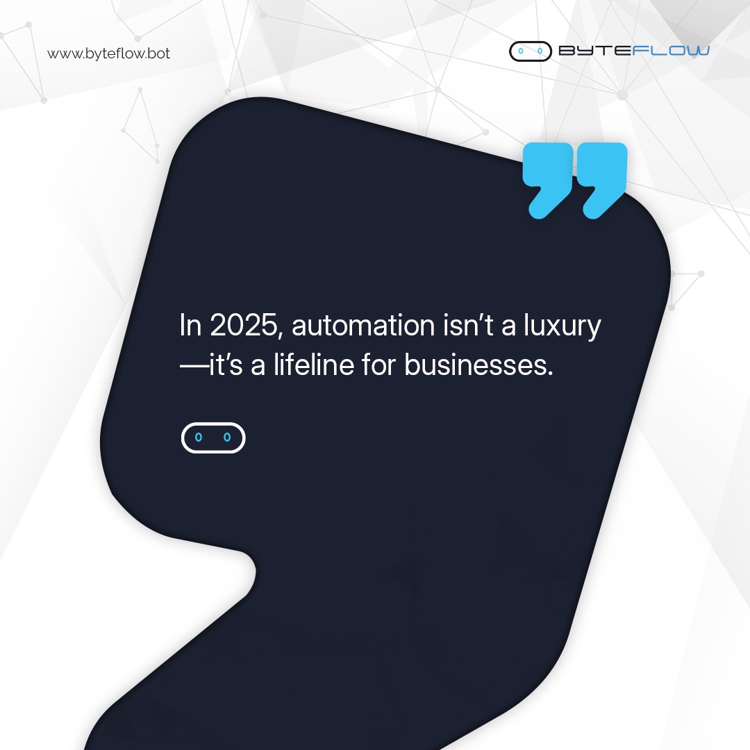 ByteFlowBot's tweet image. As the pace of innovation accelerates, staying competitive means embracing smarter workflows. ByteFlow empowers businesses to eliminate inefficiencies, reduce errors, and scale effortlessly.

Discover how automation can redefine your business: byteflow.bot

#ByteFlow