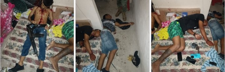 jcarreraandrade's tweet photo. Miembros de el Ejército en Mata de Cacao en Babahoyo allanaron  varias casas buscando a alias Blanco líder de la banda Los Lobos y fueron recibidos a bala y en el enfrentamiento murieron tres delincuentes y capturaron a seis entre ellos alias Blanco. https://t.co/yG6ldssjB5
