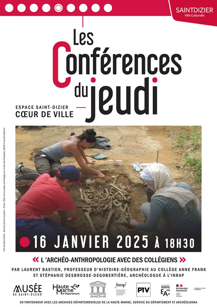 Une conférence pour les 10 ans de la classe archéo de <a href="/SaintDizierFR/">Saint-Dizier</a>  avec <a href="/Inrap_ActuGE/">Actualités Inrap Grand-Est</a> <a href="/Inrap/">Inrap</a> <a href="/GarciaDInrap/">Dominique Garcia</a>