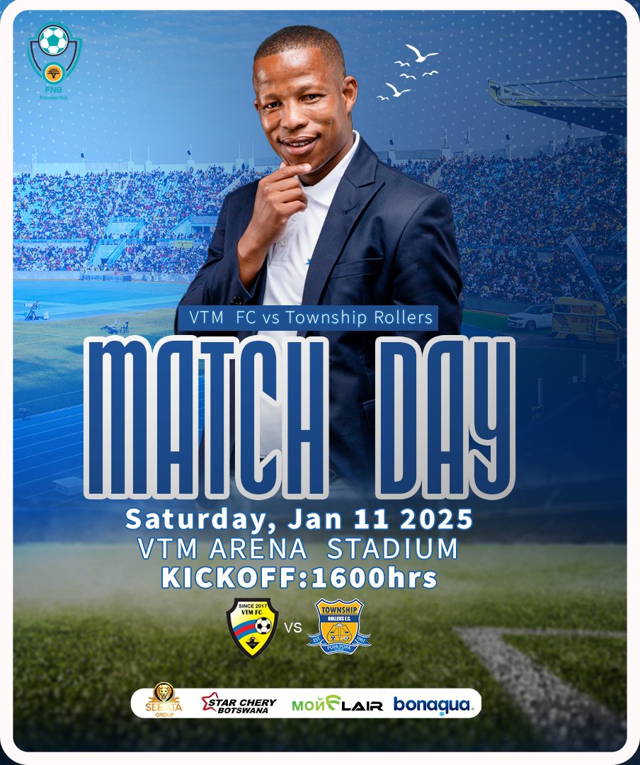 rollersfc's tweet photo. MATCH DAY
⚽| VTM FC 🆚 Township Rollers
🏆| FNB Premiership
📅| Saturday, January 11
🏟️| VTM Stadium
⏰| 16:00 Hrs
#SebataGroup #PopaPopa #HappyPeople https://t.co/o8F43aMqqI