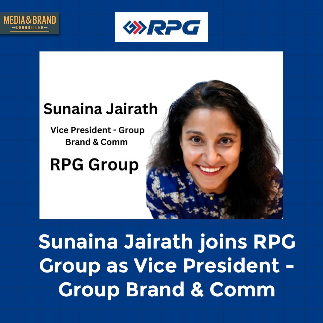 mediaandbrand's tweet image. RPG Group, one of India’s leading and most diversified conglomerates, is pleased to announce the appointment of Sunaina Jairath as Vice President - Group Brand &amp;amp; Communications.

#rpggroup #BusinessNews #businessnews #businessnewstoday #mediaandbrandchronicles #businessnewspaper