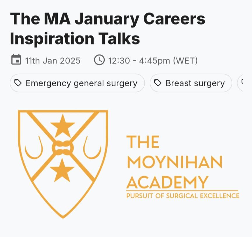 Join us today from 12.30 for our careers inspiration talks. 
An opportunity to speak to surgeons in a range of fields exploring unique and fulfilling opportunities 
app.medall.org/event-listings…

<a href="/MedAllApp/">MedAll</a>
<a href="/wannabehawkeye/">Matt Lee</a> <a href="/svig2/">Stella Vig #NHS</a> 
<a href="/KawkaMichal/">Michal Kawka</a> <a href="/SaiKotecha/">Sai Kotecha</a>