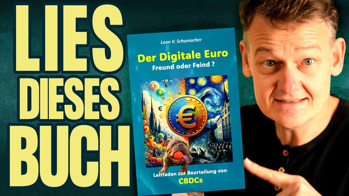 MiesesGeld's tweet photo. 📘Buchvorstellung 🤓
Passend zum Interview mit Leon Schumacher | @CIOekho dem Auto von "Der Digitale Euro - Freund oder Feind?" die Buchvorstellung. Wer den digitalen Euro wirklich verstehen will, sollte dieses Buch lesen! Viel Spaß mit dem Video. 
▶️https://t.co/f5n60mwAK2