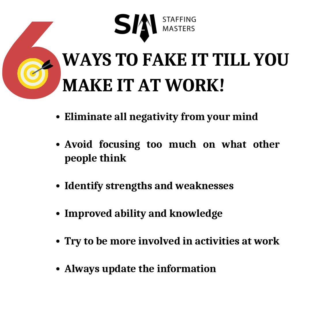 StaffingMasters's tweet image. Master the art of confidence and growth at work with these six steps.

#ProfessionalGrowth #WorkTips #CareerSuccess #FakeItTillYouMakeIt #ConfidenceAtWork #SkillBuilding