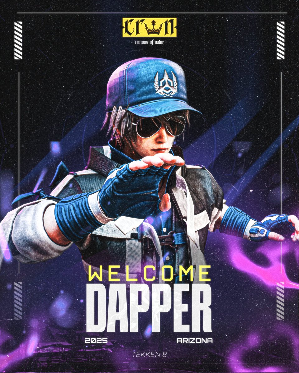 The greatest Tekken 8 player from Arizona blesses CRWN with his presence 🙏 

Please welcome <a href="/DapperPopz/">BOLT | Dapper</a> to the team, one of the best Leo mains in NA and GoD on about a dozen other characters 🥱 

Artwork by <a href="/Retr0Artist/">Retr0(GFX Artist for hire)</a> 😈