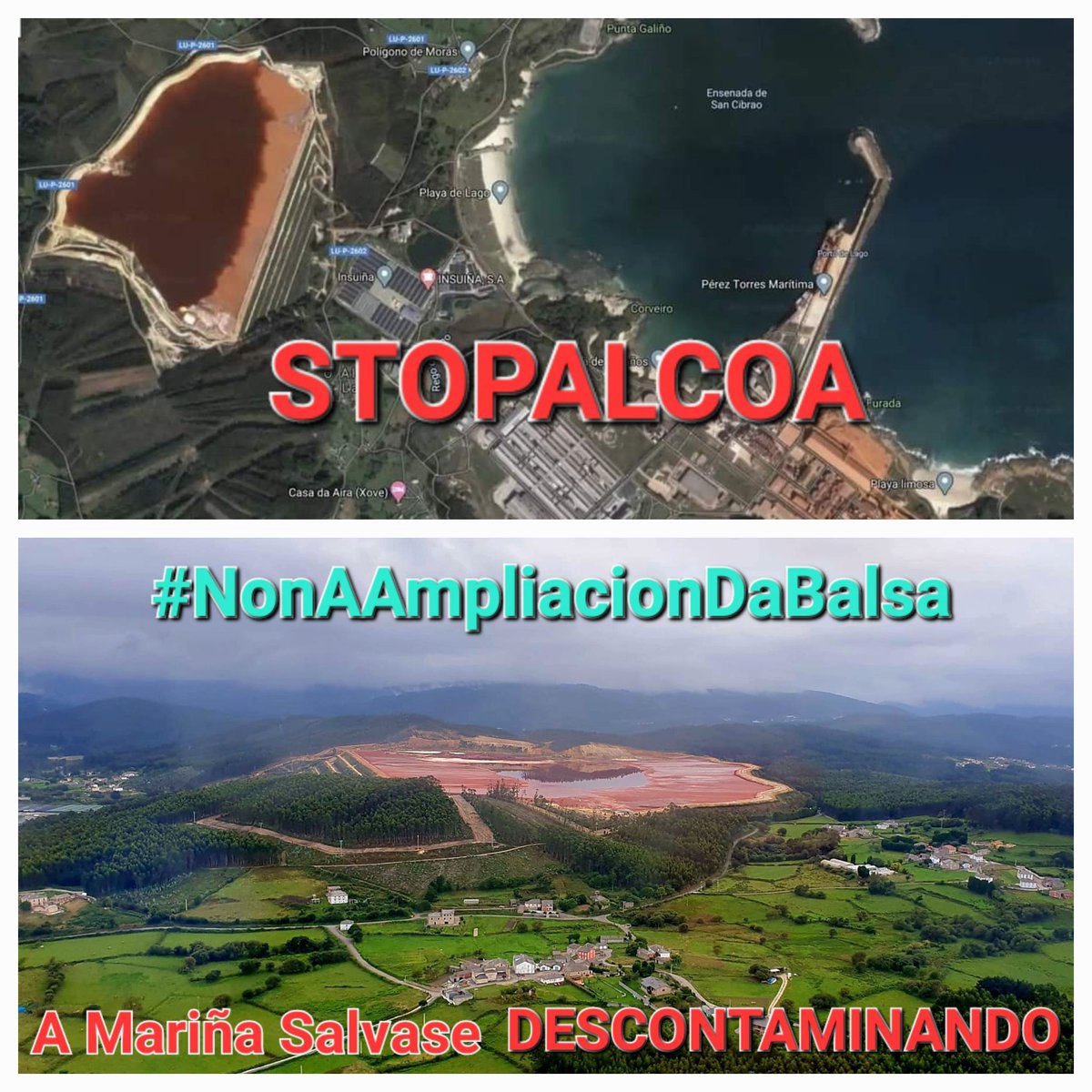 EcoloxistasM's tweet photo. A MARIÑA SÁLVASE DESCONTAMINANDO 
@Xunta @AlfonsoRuedaGal @BalseiroLugo @ppopular  @PPCervo @ppdegalicia @PPdeLugo @SanidadeXunta

Non vos pagamos para comtaminarnos por #aire #terra e #mar
O #cáncer da Mariña e @Alcoa

#MacroparquesNon
#NonAAmpliacionDaBalsa 
#StopAlcoa https://t.co/Rgd9lza1od