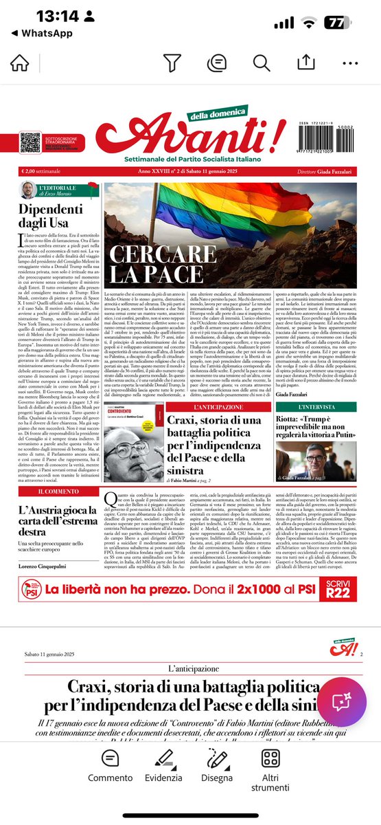 PsiBologna's tweet photo. Appuntamento con 
#avantidelladomenica 
Politica estera in primo piano 
Una forza di interposizione che garantisca la pace.
Bettino Craxi e le sue battaglie storiche.
L’attrazione di @GiorgiaMeloni per 
@elonmusk e i potenti
@e_maraio 
@GiadaFazzalari 
@afollini 
#alessandrosilvestri
#fabiomartini