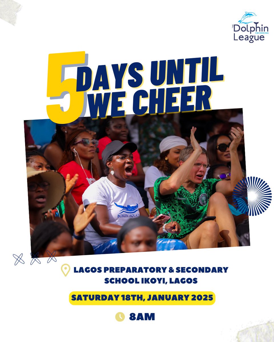 Only 5 days to go! 🎉 Let’s gear up to cheer our swimmers to victory! 🏊‍♂️💪

 #DolphinSwimmingLeague #schoolsports