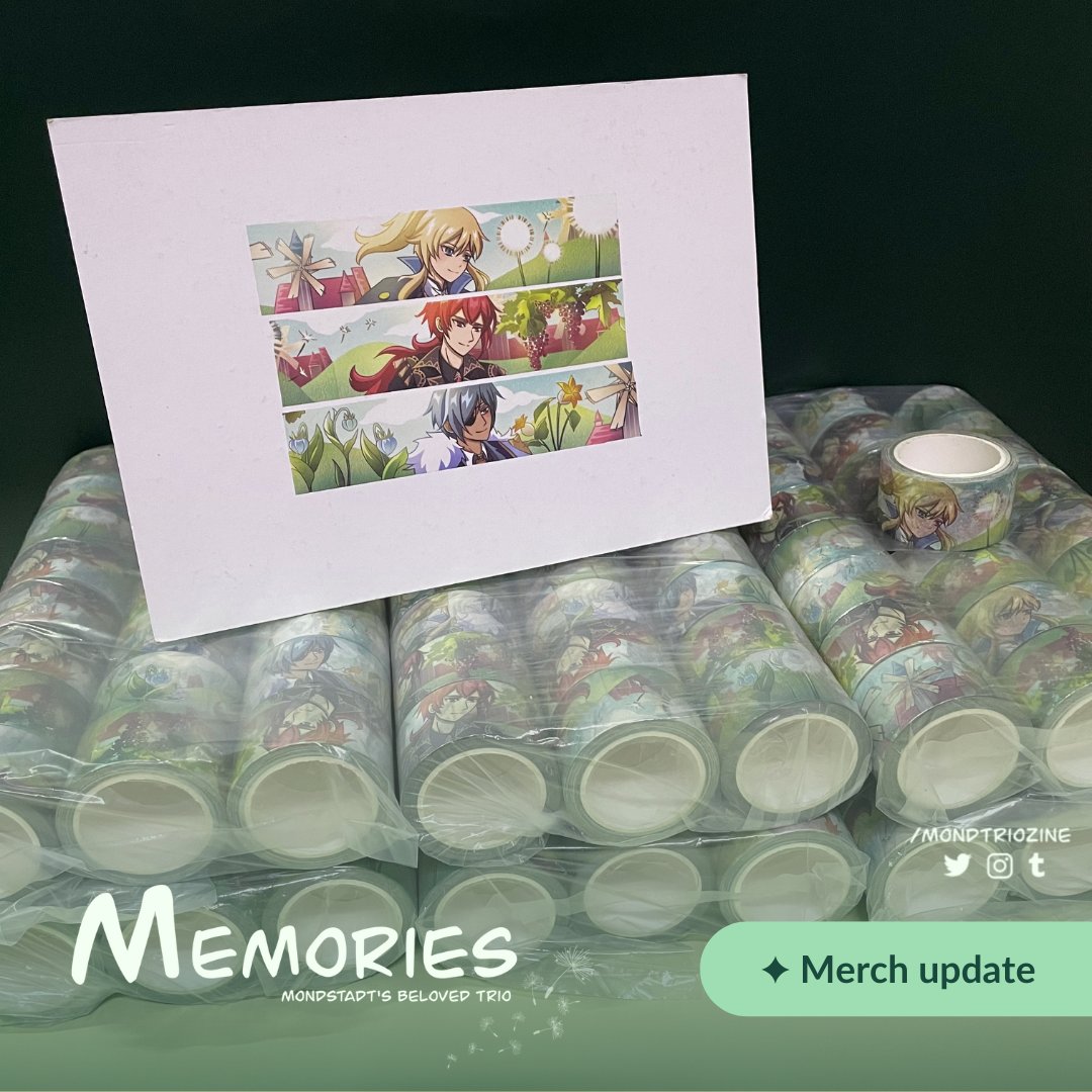 mondtriozine's tweet photo. ✨PRODUCTION UPDATE✨
“Physical cuts can be fixed up with tapes. Emotional ones, however, are much more difficult to patch." - Diluc
The sense of belonging is just like an elixir that heals one's soul. The trio is right at home in the washi tape.
#MondTrioZine #MerchUpdates https://t.co/U48BdGMTA0