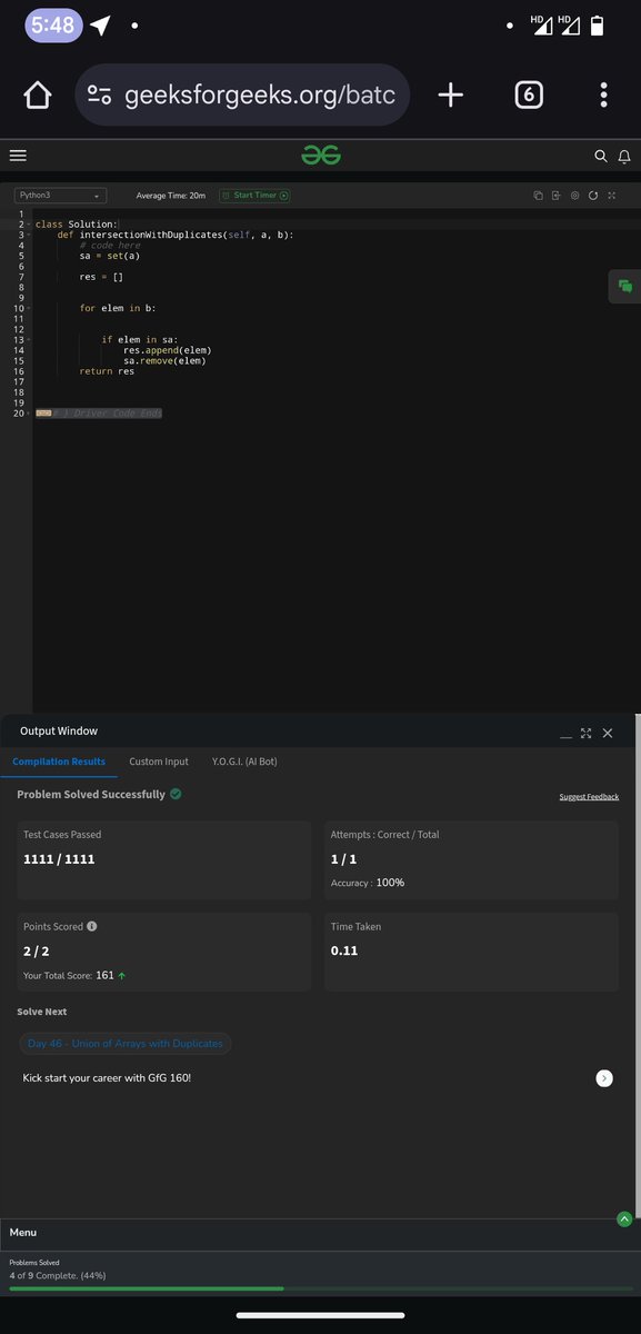 ItsEragon's tweet photo. Day 45 : 11 Jan 2025 @geeksforgeeks

Today's Progress: Learnt how to find  intersection of the two arrays.

#gfg160 #geekstreak2024 https://t.co/ei3AepGsxU