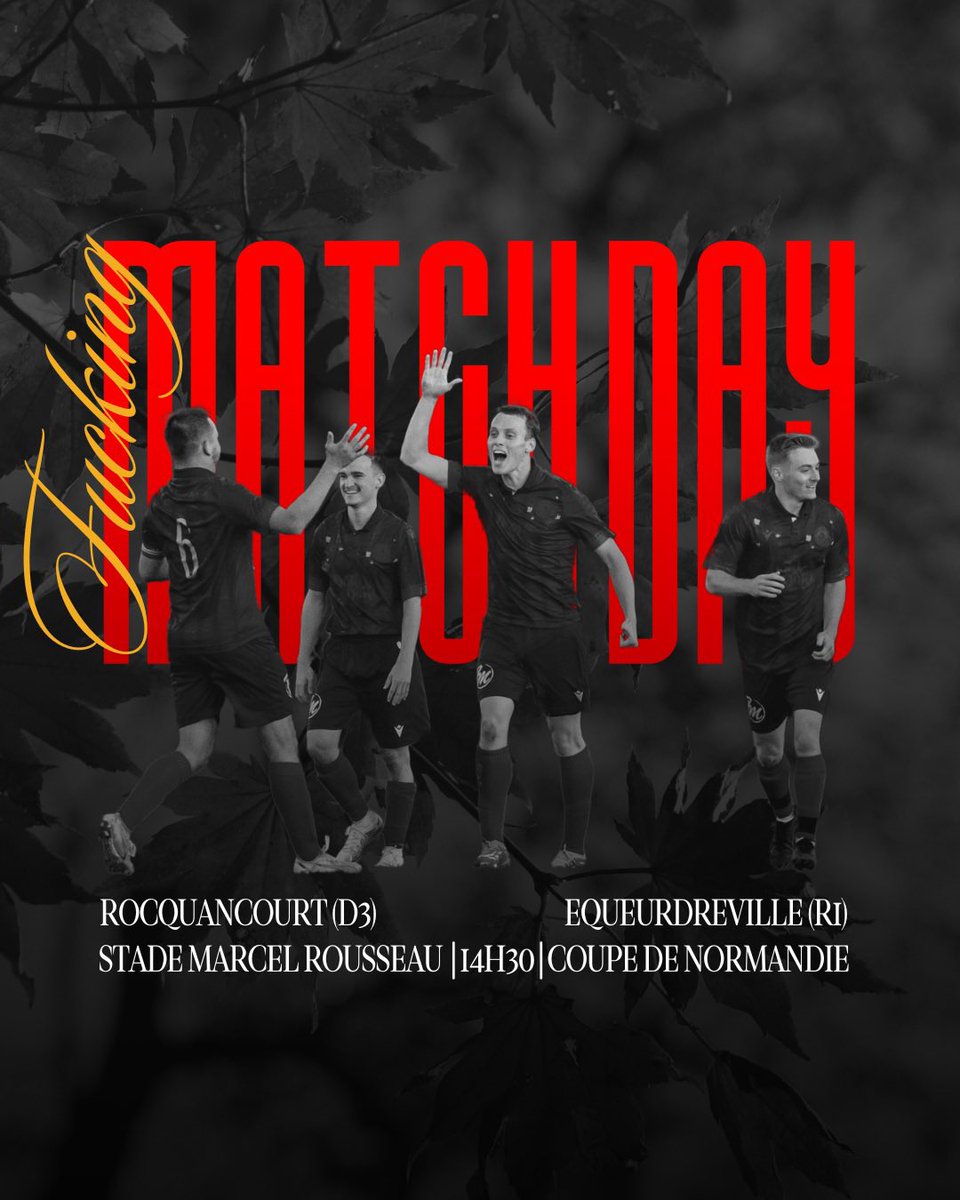 FCRocquancourt's tweet photo. 🔥 TOUS À ROUSSEAU 🔥 
On prend son plaid et on vient encourager les boyz qui auront besoin de votre soutien pour ce match de coupe de Normandie. 6 divisions d’écart ! Vin chaud garanti. 

🆚 Equeurdreville 
⏰ 14h30
📍 Stade Marcel Rousseau https://t.co/oG9rGO9MxE
