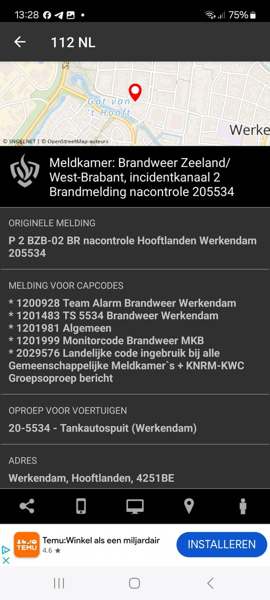 Nacontrole door brandweer in Werkendam