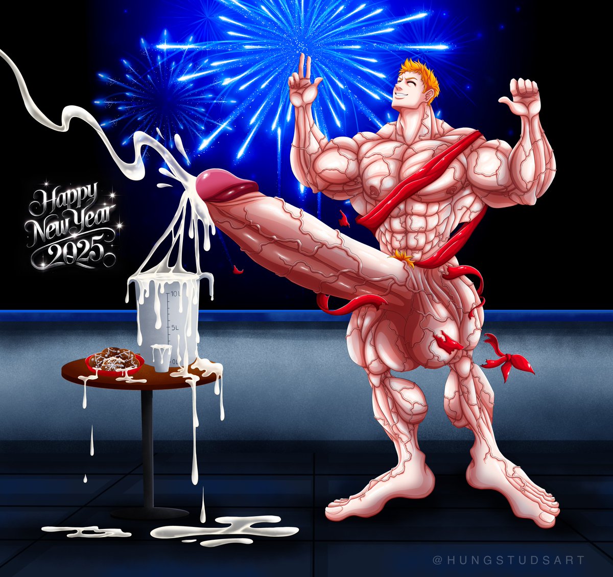 HAPPY NEW YEAR 2025! 🎆✨✨ 
It’s never too late to open your presents 🎁, especially when they’re too massive to hide under the wrapping paper and come with a insane portion of thick smelly milk! 🍪🥛🔥🥵

Subscribe to my patreon: 
patreon.com/HungStudsArt