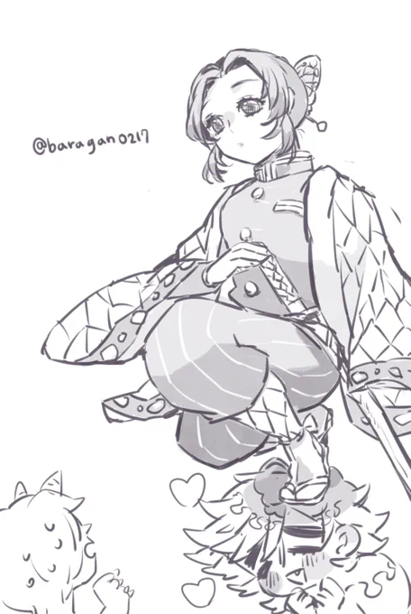 モブ👹これが噂のっ鬼を使役してる柱?!! 
🦋いいえ、使ってません。勝手についてきてるだけです
モブ👹え? 
🦋だから踏み台にしてます 
モブ👹えー… 
🌈嬉しいなぁしのぶちゃん🥰 