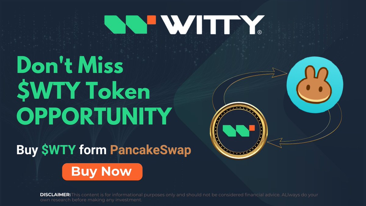 thewittytech001's tweet photo. Don't Miss the Opportunity with the $WTY Token🌟

The $WTY token presents to you a valuable opportunity that may not arise again soon.

🔹In our commitment to assisting our users in achieving financial independence, it is essential to emphasize the importance of acquiring the $WTY token now, while it remains affordably priced, in order to maximize potential profits in the near future.💹

🔹The $WTY token, often regarded as a solid asset due to its underlying fundamentals, has the potential to transform the financial circumstances of its holders if leveraged appropriately.💶

🔗Buy $WTY on PancakeSwap⤵️
https://t.co/KLKFj9IdWU

Seize the moment—every promising opportunity demands prompt action. Act Now!🚀

WITTY Team❤️

#Crypto #Blockchain #Fintech #Bullrun #Listing #PancakeSwap