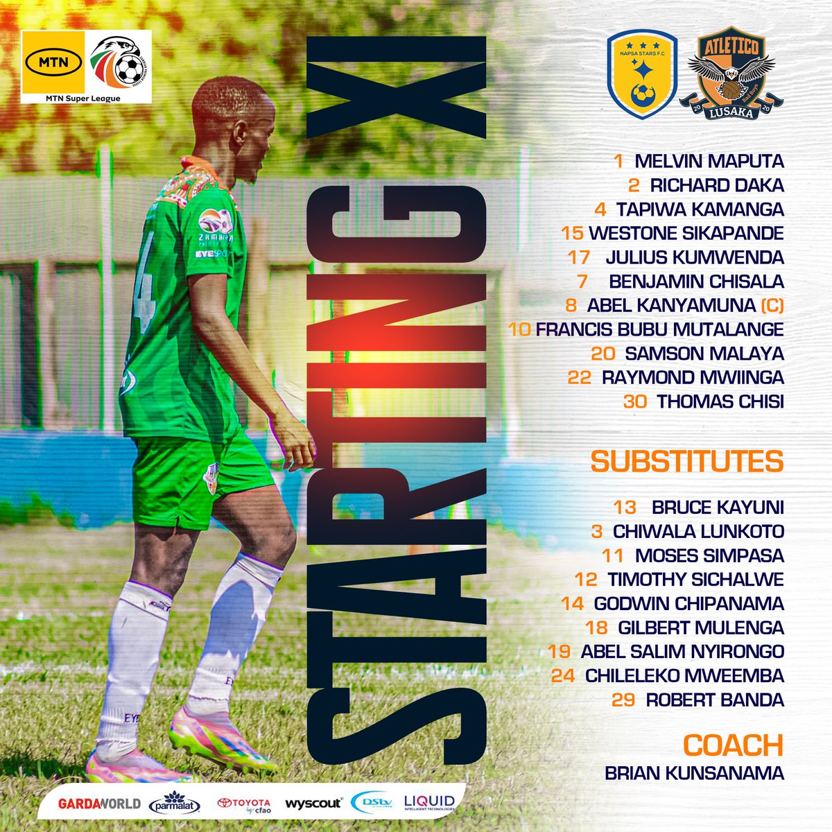 AtleticoLusaka's tweet photo. STARTING XI.

Our starting XI this afternoon.
#badboys #atleticofc #startingxi https://t.co/rqD8bKmQDr
