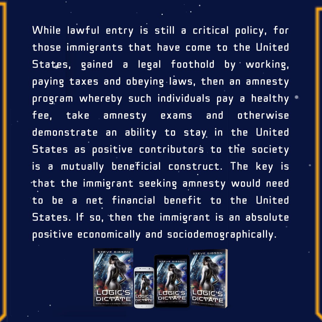 xGibsonlibris's tweet photo. Here's post 4 of 8 dedicated to near-future #scifinovel "Logic's Dictate" MC, Andy Brock's #politicalplatform as he hits the campaign trail: Immigrant Incorporation.
To read the policy in full or to purchase the #Amazonbestseller, visit https://t.co/OLNMGcYYec. https://t.co/27lpQiW7sK
