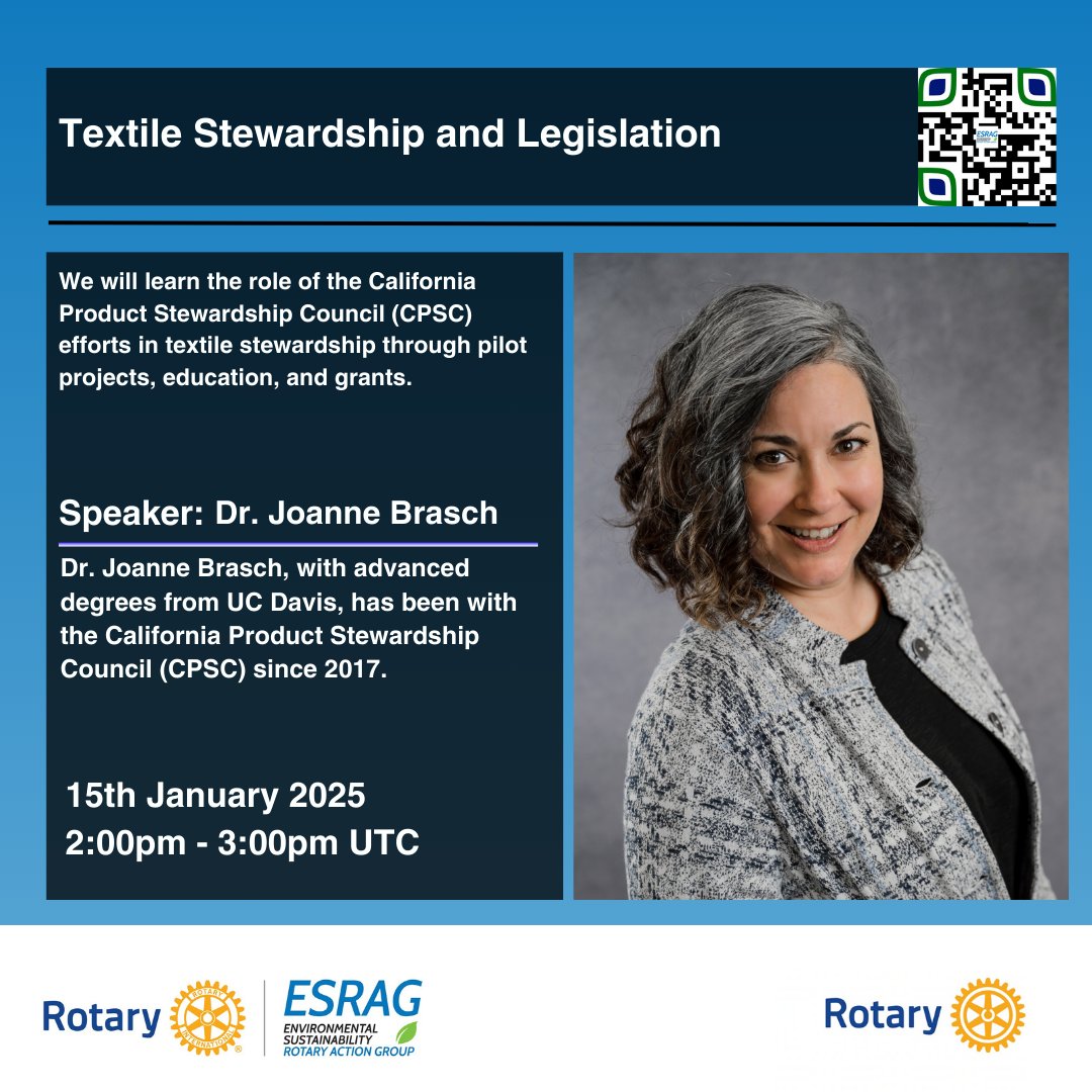 If you would like to know more about textile stewardship and the role your club can play in joining the #CircularEconomy revolution, please join us this  Wednesday at 2:00 PM UTC.

ow.ly/rMKc50UEN0C

How do you tackle #Pollution in your club? 👇

 #ESRAGSeminarSeries