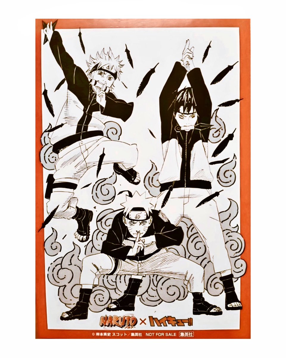 haikyuarchive's tweet photo. haikyuu x naruto crossover, official illustrations by furudate sensei and kishimoto sensei https://t.co/8VTlgOA8W8