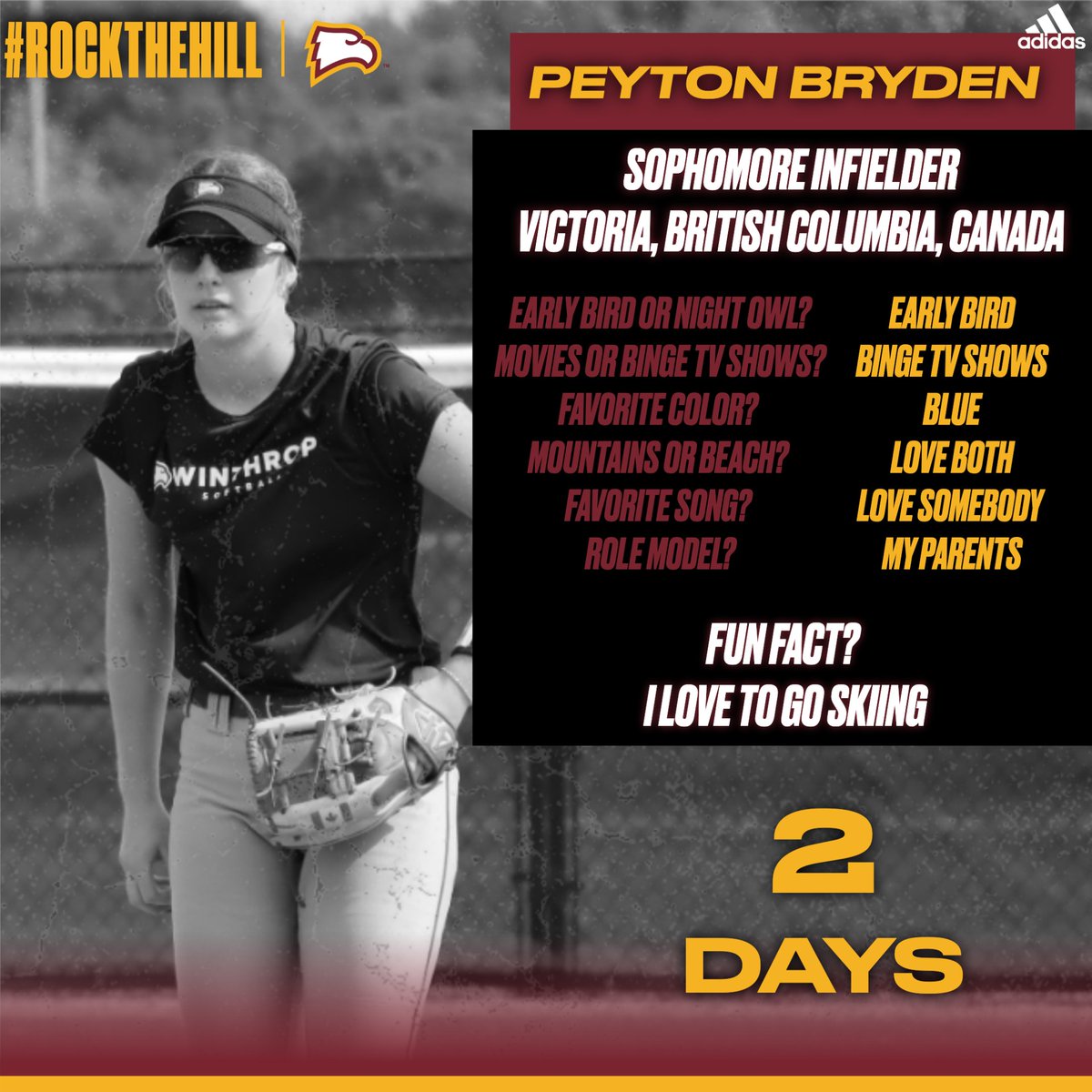 ‼️2 count 'em🗓️ 2 days to go‼️

Introducing our Canadian, #2⃣ Peyton Bryden!🦅

#WUon2 | #ROCKtheHILL🤘