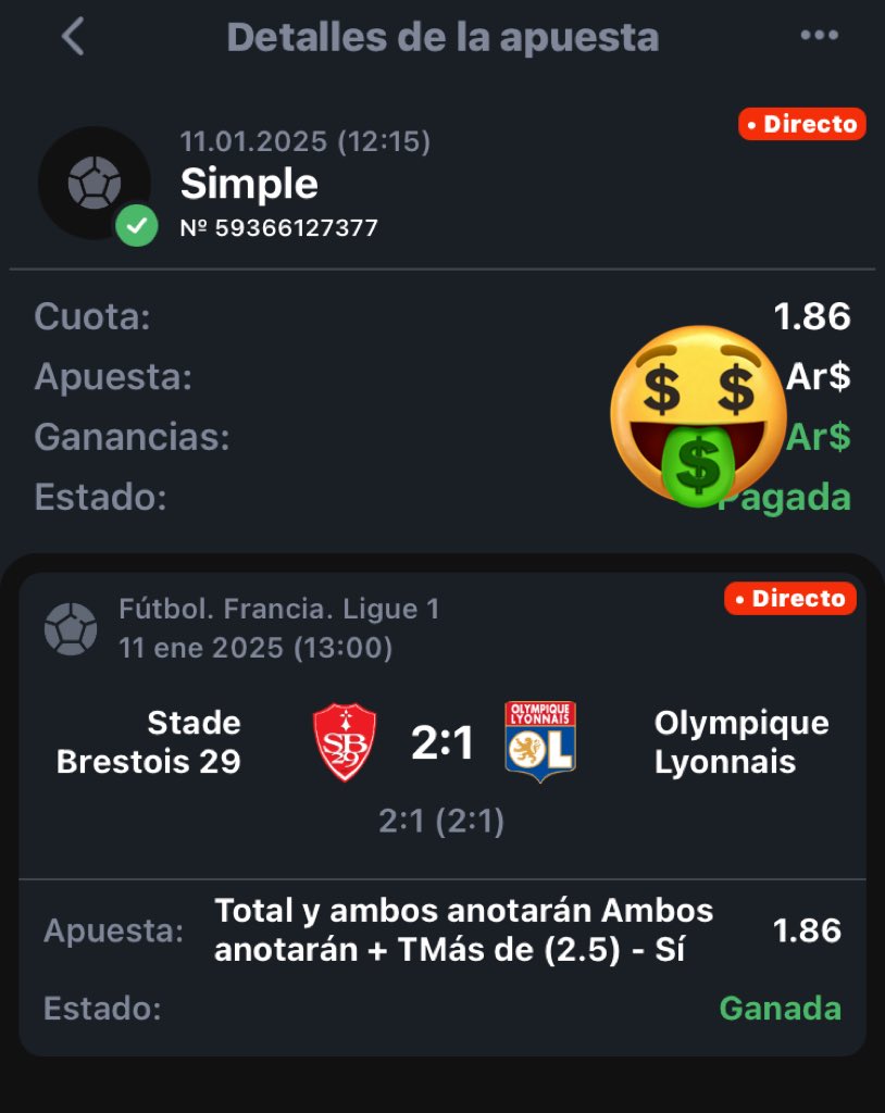 PreSeleccionado's tweet image. Partidazo en Francia y en 45 minutos tenemos el primer acierto del día en el canal ✅🤑