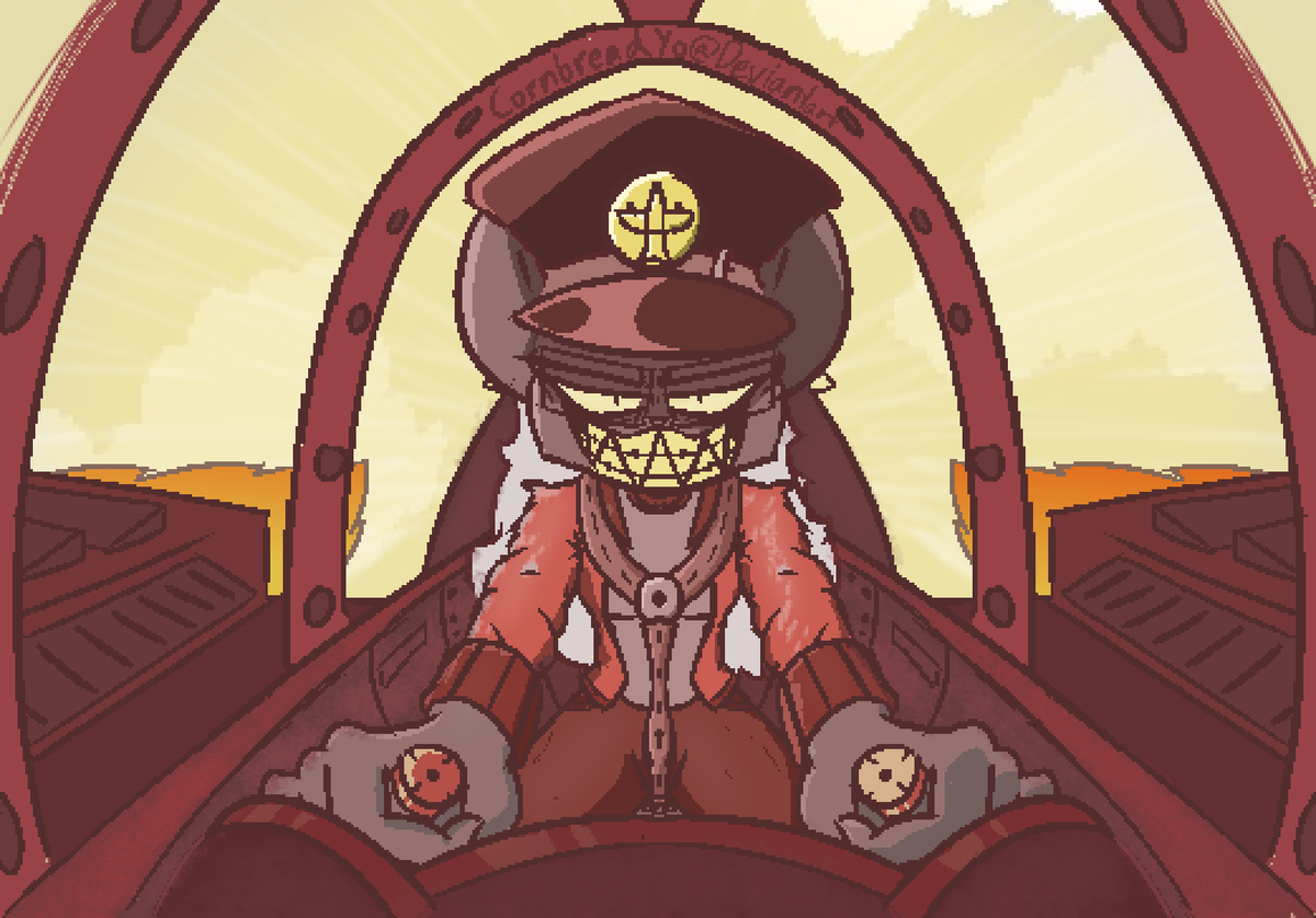 CornbreadYo's tweet photo. Catrauser reporting for duty! Been enjoying playing a old favorite; Luftrausers! Decided to draw myself along with my interpretation of my ship, "the Fury!"
#furry #furryart #furryartwork #Luftrausers #Luftrauser https://t.co/vzZCEHpp0r