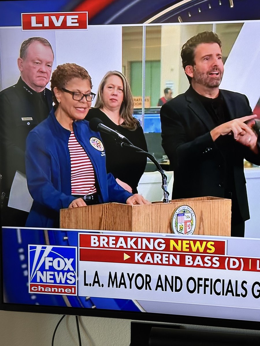 chswain75's tweet photo. Not sure wearing her Where’s Waldo shirt was a good plan for Mayor Bass. @JesseBWatters @greggutfeld @FoxNews https://t.co/Qb6PH9ILSa