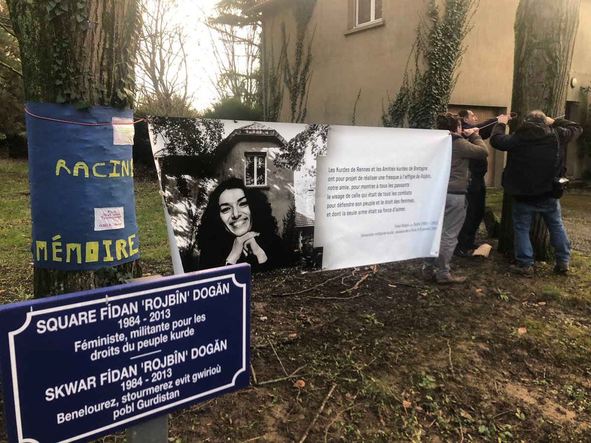 Square Fidan « Rojbin »Dogan Rennes. Un an après l inauguration un moment de soutien et de commémoration auprès des kurdes de Rennes et leurs amis bretons.