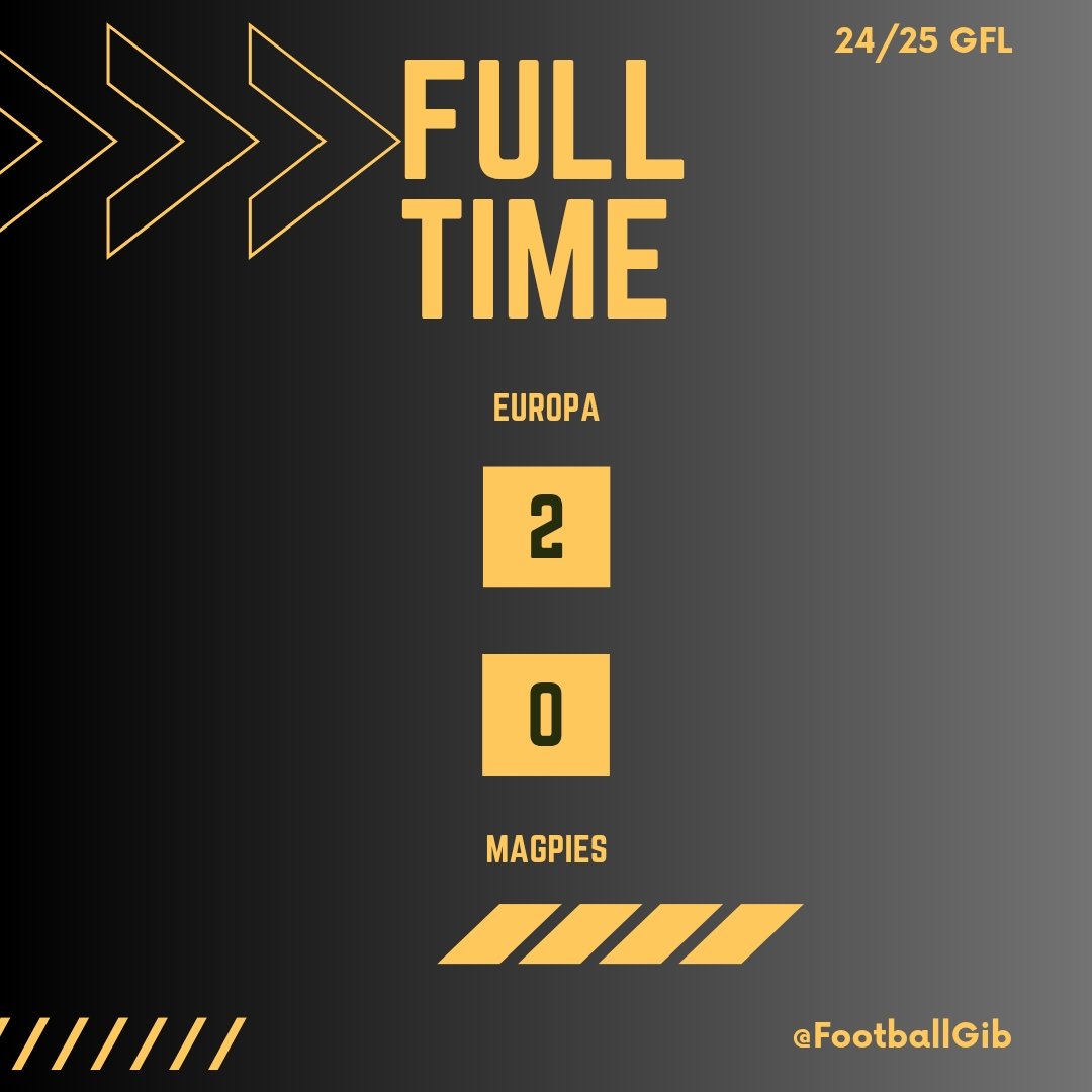 FootballGib's tweet photo. Full-time, and despite going down to 10 men before half time, @EuropaFC beat @BrunosMagpies 2-0 to extend the gap between the pair in 3rd and 4th place to 12 points.

#Gibraltar #GFL https://t.co/WIU117IB2A