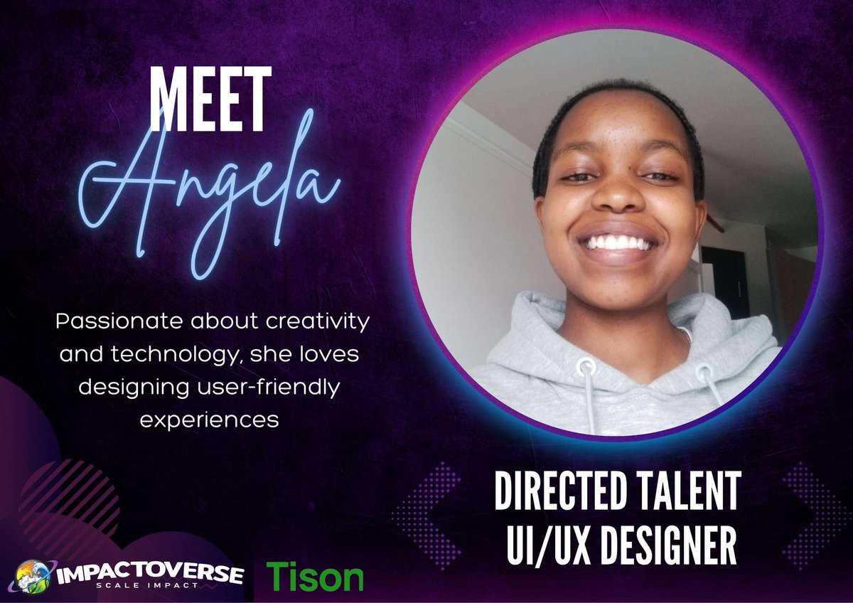 impactoverse's tweet photo. Meet Angela, a rising UI/UX designer from Strathmore University, blending creativity with technology. Passionate about art and music, she's ready to innovate and make an impact through design. #WomenInTech #CreativeInnovation https://t.co/L4alVnD3GY