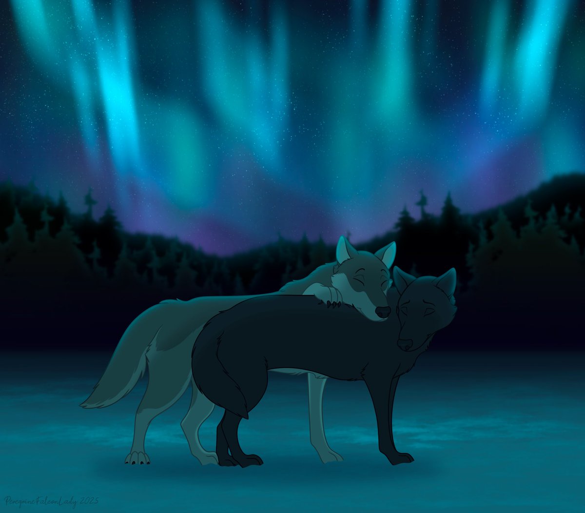 Finished comm for my friend @gh0ul7777 and their partner <a href="/AthrisTW/">ÚlfrReiðiᛉᛟ</a>!! 💕

✨🐺❄️