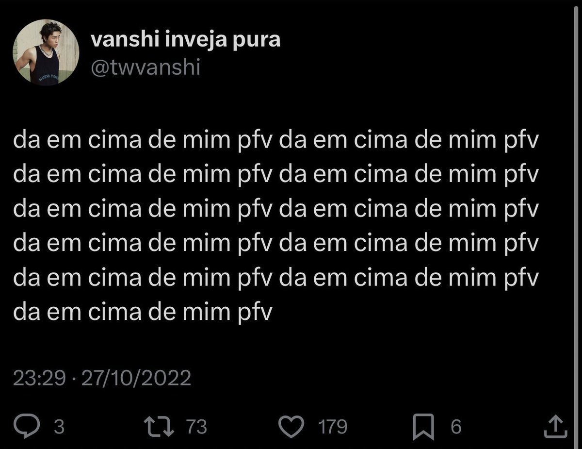 twvanshi's tweet photo. eu já x eu nunca: 
— quotei alguma merda engraçadinha que o @twvanshi postou relacionada a sexo, roblox ou namoro controlador. https://t.co/Pmh78dJV2a