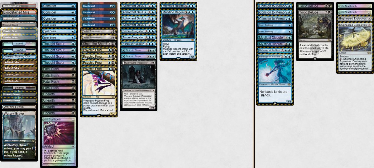 I made a Top 8 and a Top 4 in the Modern Challenge with Dimir Murktide in the last few days. I'm making some changes, both in the maindeck and sideboard and trying some ways to sideboard.
If you want a full deck guide updated weekly, it's already done. DM me if you're interested.