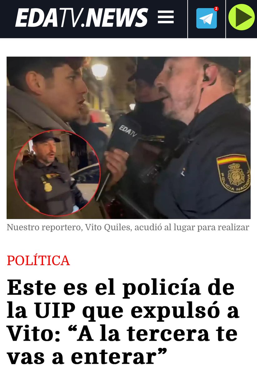 Imaginad si cualquier periódico de izquierdas se atreviese a subir la foto de un policía señalándole como lo hace el panfleto te Javier Negre. ¿Hacemos apuestas sobre lo qué pasaría?