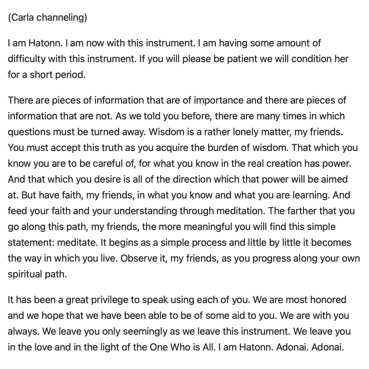 Wisdom is a rather lonely matter, my friends. You must accept this truth as you acquire the burden of wisdom. llresearch.org/channeling/197…