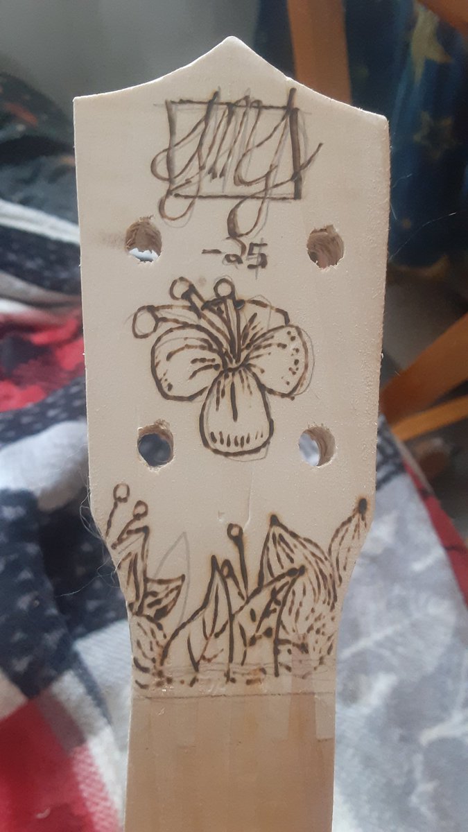 ZeekieZu28's tweet photo. More burn progress made on ukulele. Just have to burn the back of the neck yet. https://t.co/hxzBzD6UAl